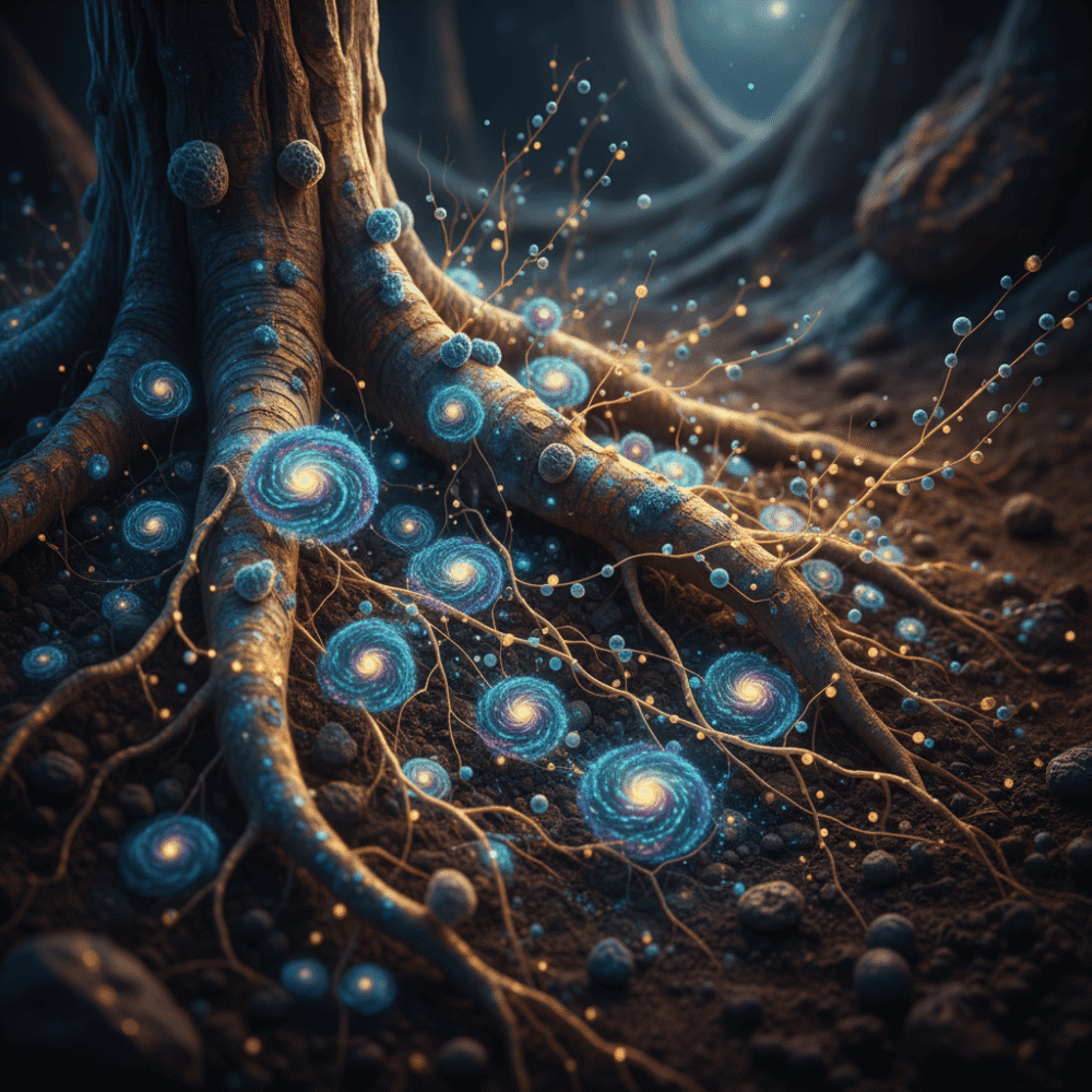 Bioluminescent soil microbes and fungal networks underground